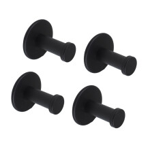 4Pcs Single Hook Wall Mounted Coat Hook-Black nail free glue