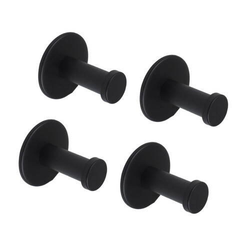 4Pcs Single Hook Wall Mounted Coat Hook-Black nail free glue