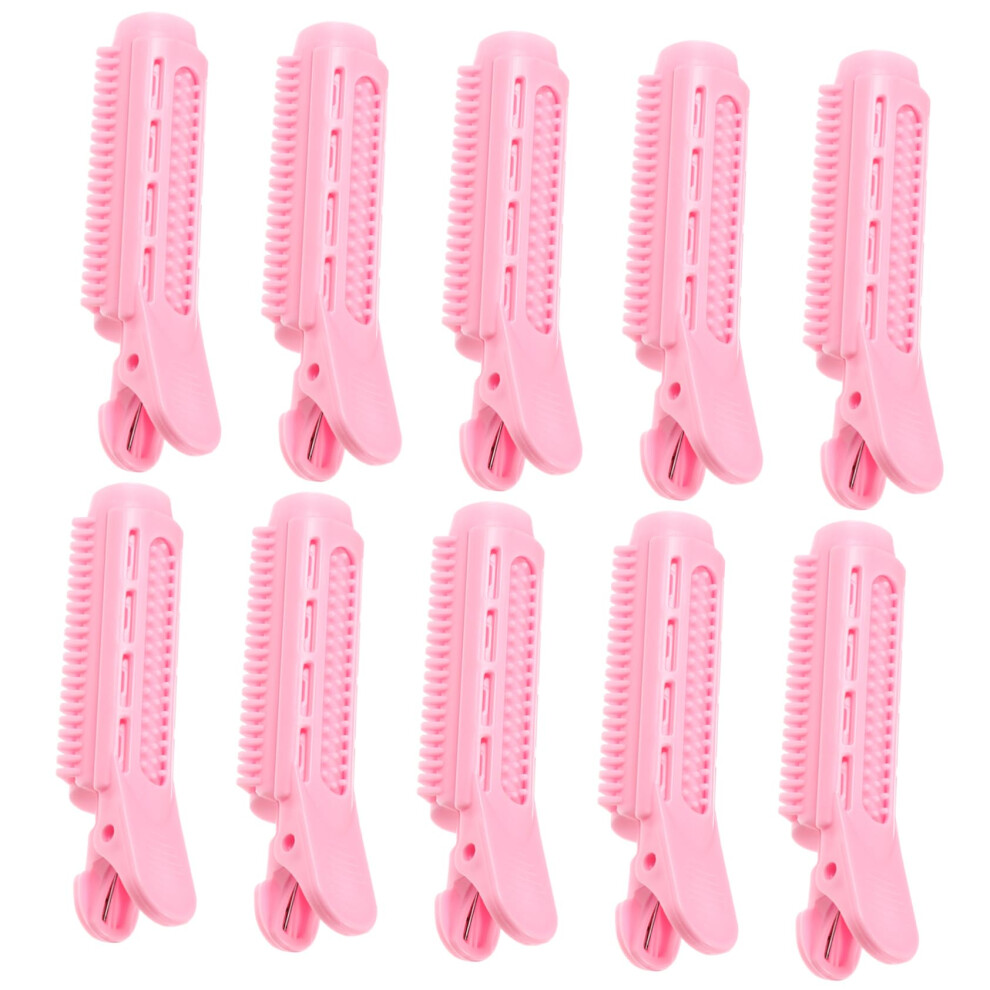 Pink 10Pcs Heatless Hair Rollers And No Crease Bang Curlers Clips For Volume And Fluffy Styling