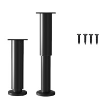 Adjustable Height Furniture Legs Metal-Black 25 to 42cm