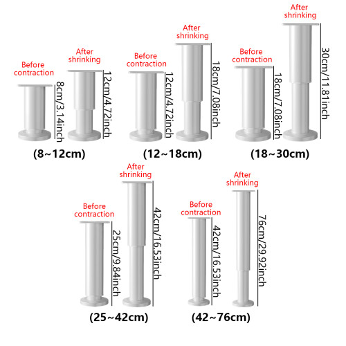 Adjustable Metal Legs with Enhanced Stability-Gray 18 to 30cm 1