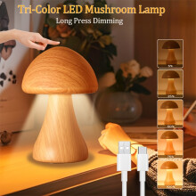 (3-Colors, LED Mushroom Lamp) Dimmable Mushroom Table Lamp With Touch Control, Smart Three-Color Mushroom Light, Portable Wireless Smart Lamp
