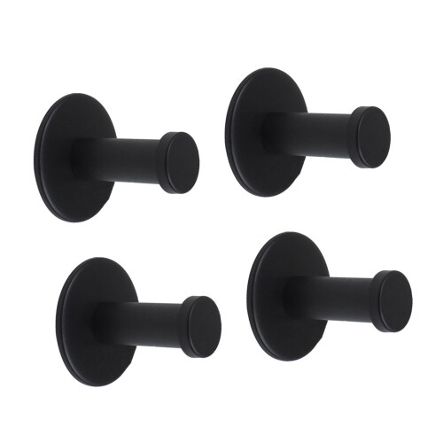 4Pcs Single Hook Wall Mounted Coat Hook-Black nail free glue
