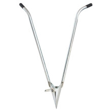 Long Handled Stainless Steel Garden Transplanter with Ergonomic Curvature and Interchangeable Heads
