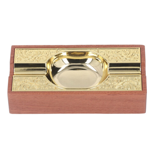 Vintage Rectangular Wood Cigar Ashtray Portable Tabletop Black 1