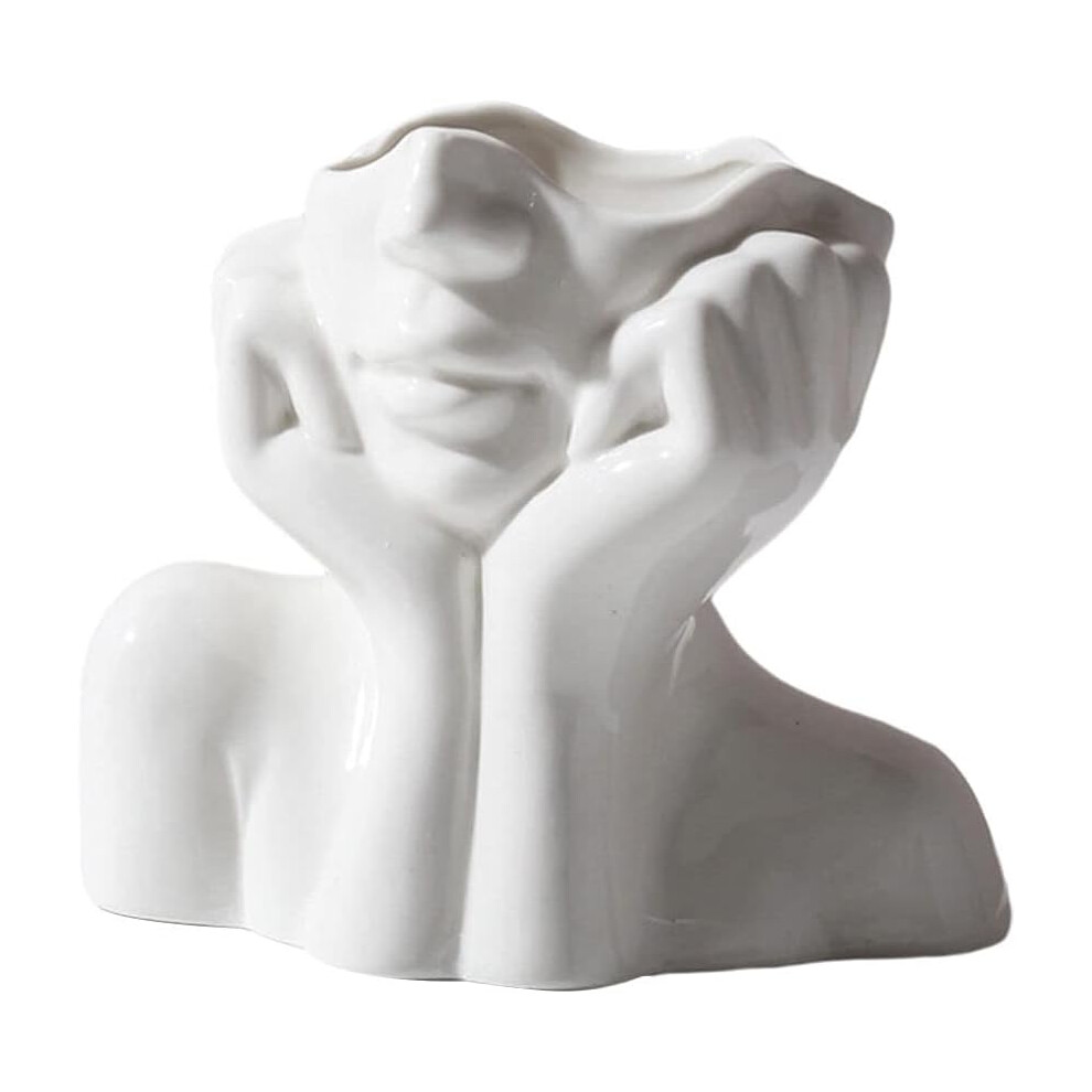 Elegant Ceramic Face Vase, Unique Modern Vase Design With Perfect Details For Home Decor 9088527667594