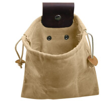 Outdoor Foraging Pouch, Faux Leather Accents Waxed Canvas Drawstring Closure, Collapsible Design for Belt Attachment, Tinder Dump Storage, Perfect