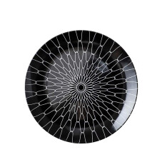 Dessert plate, dinnerware set for individuals, porcelain plates, large crystal glass, soup plate with elegant design, fondue, black