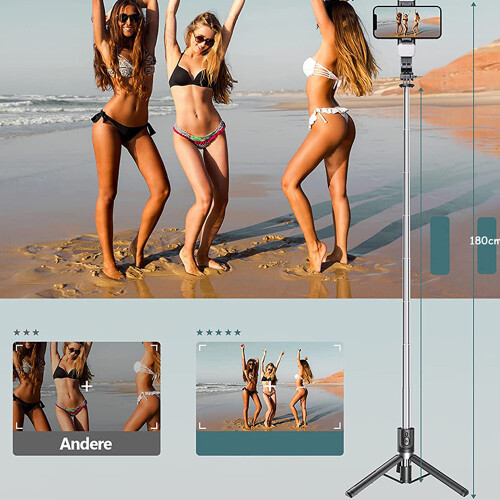 Τρίποδο Selfie Stick με αποσπώμενο ασύρματο τηλεχειριστήριο, επεκτάσιμο έως και 1,8