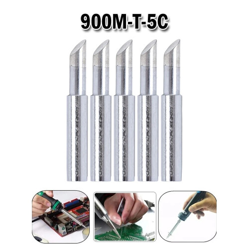 5PCS Ασημένιο Κολλητήρι Μύτη 900M-T-5C 4mm Εσωτερική Διάμετρος Συγκολλητικό 2