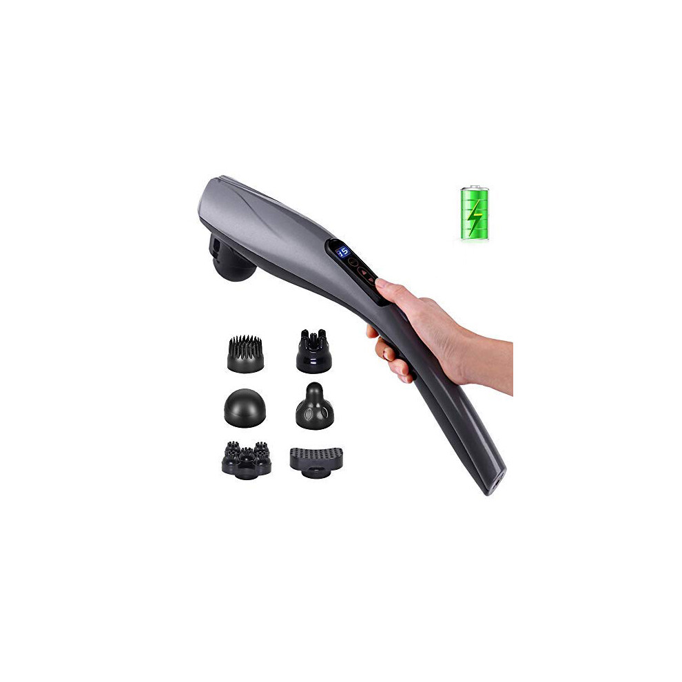Ergonomic Deep Tissue Massager, Rechargeable & Portable for Full Body Pain Relief, Features Variable Speed Control & Automatic Shut-Off Timer
