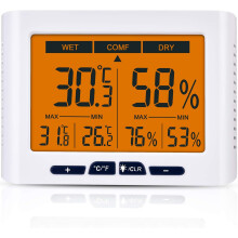Temperatursensor zur Innenraumluftüberwachung, digitales Hygrometer mit Raumuhr, Komfortanzeige für ein verbessertes Wohngefühl, empfindlich