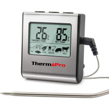 Digitales Küchenthermometer mit langer Sonde, praktische Aufbewahrungsmöglichkeit für Fleisch, Fisch, Geflügel und mehr, LCD-Display mit Celsius-