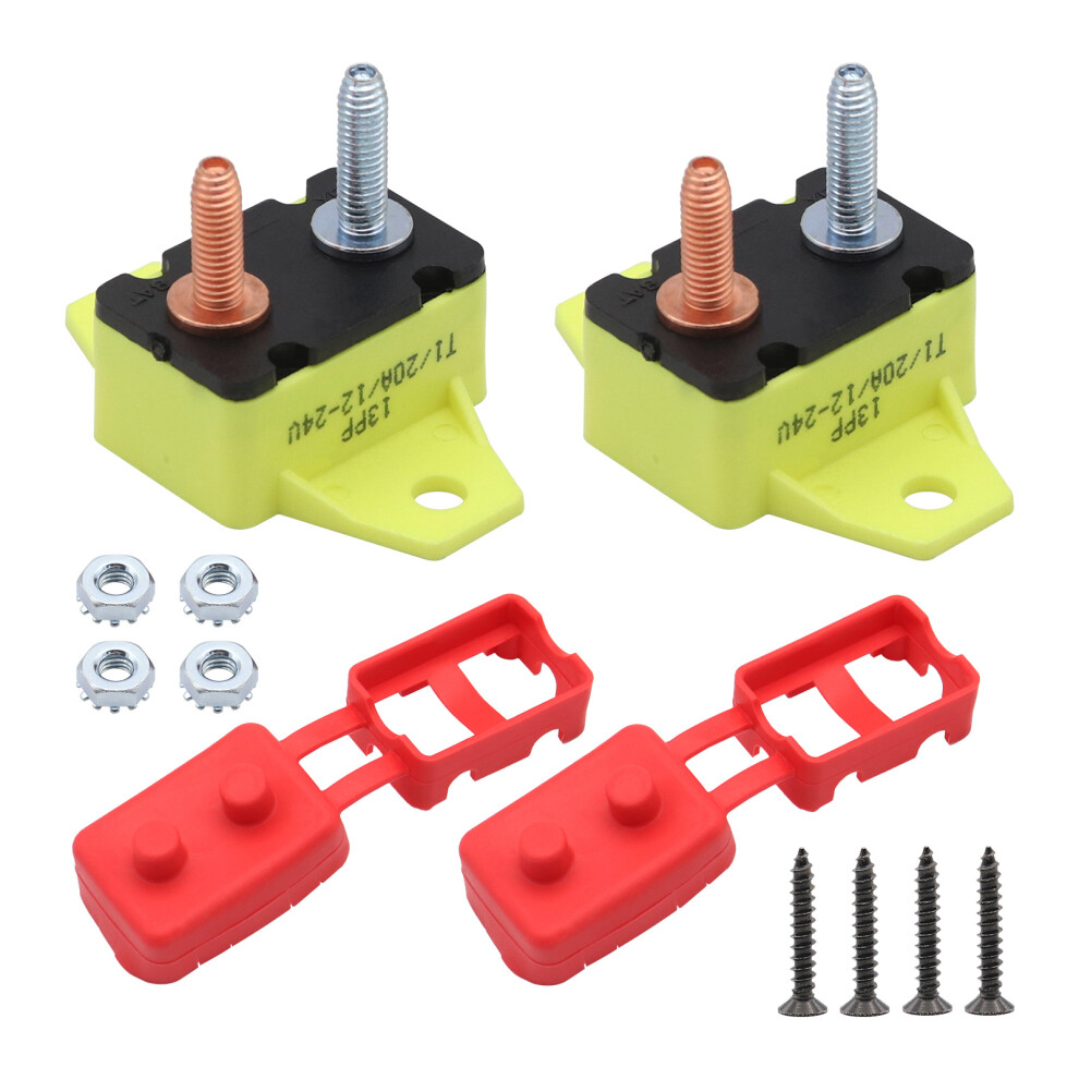 2Pcs 20A Resetable Circuit Breaker Plastic Housing 6-28V 7732000563157