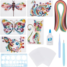 Klassenzimmer-Wandkunst-Dekoration-Papier-Quilling-Set 20 Sets für Anfänger, enthält 20 Karten und Werkzeug-Materialien