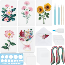 DIY-Blumenquilling-Papierset, Grußkarten-Bastel-Set mit 36 Farbstreifen und leeren Karten zum Erstellen von Geburtstagsbildern