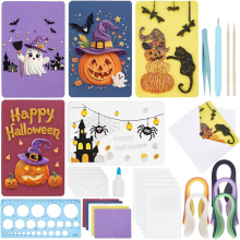 Für Partydekoration 20 Sets Halloween-Papier-Feder-Set für erwachsene Anfänger Happy Halloween Grußkarten-Bastelset