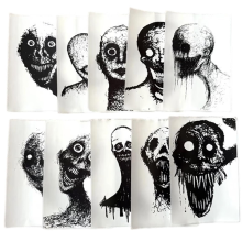 Wasserflasche Halloween Horror Geist-Aufkleber, 10er-Pack Schreckliche Skizzenaufkleber, Goth Spooky für Laptops Tagebücher B