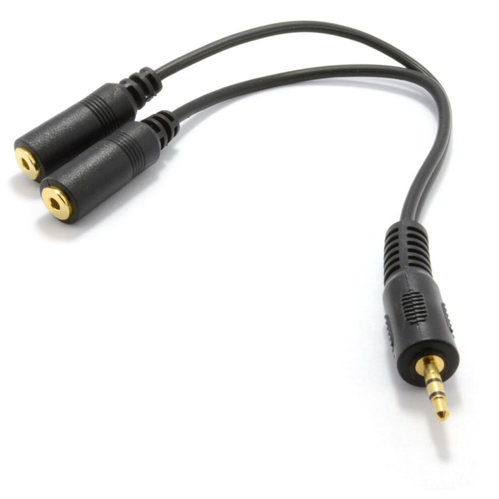 2.5Mm Stereo Jack Splitter Adapter Plated 20Cm Audio Cable Lead For Headphones And Audio Devices Gold 9189345185984