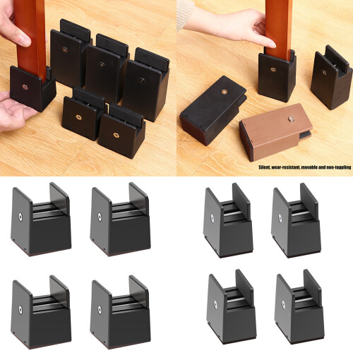 4Pcs 2Inch Thick Bed Leg Elevators-Widened Brown 10 to 2