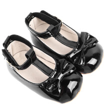 Kinder PU-Lederschuhe mit Schleife, Gummisohle, Schwarz, 11 cm