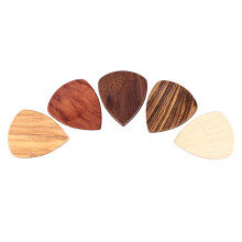 Holz-Gitarren-Plektren-Box Tragbare Aufbewahrungsbox mit 5 Plektren Robustes massives Holz