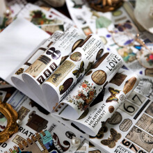 50 Stück Vintage Washi-Aufkleber für Handbücher und Fotoalben 216g