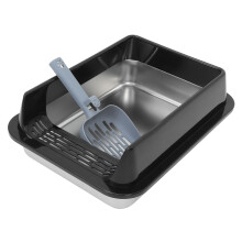 Black Stainless Steel Cat Litter Box Lid and Base