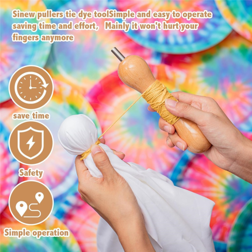 For DIY For White Waxed Thread Kit Compatible For Tie Dye Tools- 2 Pieces Set Featuring 1 Winding SiPuller Device 1