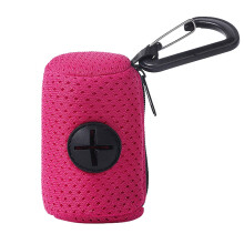 Dog Poop Bag Dispenser Fabric Leash Clip Pouch Mesh Material Waste Bag Container With Zipper Seal Lightweight Hot Pink