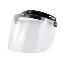 Motorcycle Helmet Visor with AntiGlare Lens, Windproof 3Snap Open Face Shield, Clear Rain Guard