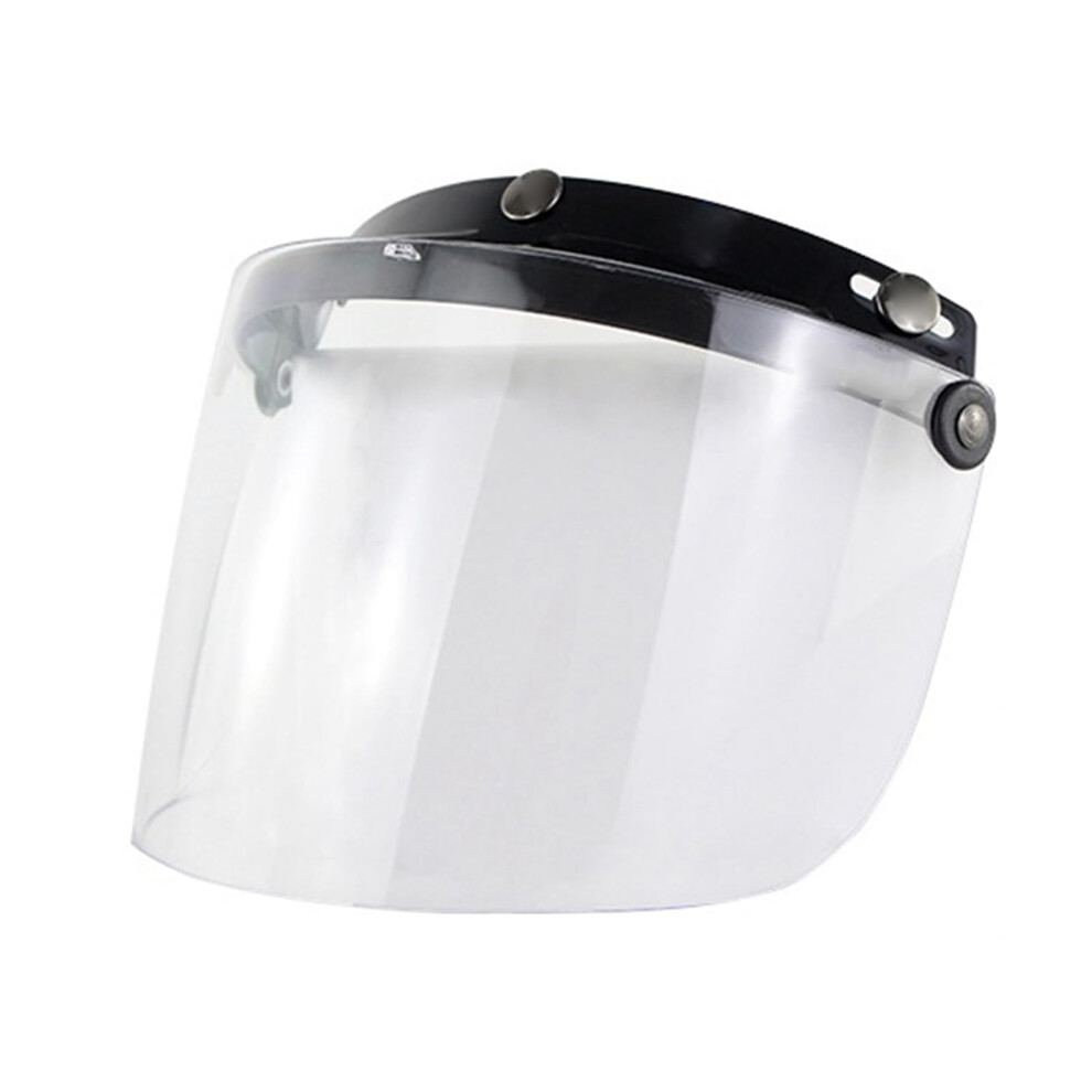Motorcycle Helmet Visor With Antiglare Lens, Windproof 3Snap Open Face Shield, Clear Rain Guard Light 9070919879845