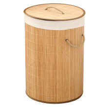 Collapsible Bamboo Laundry Basket Eco-Friendly Modern Design Sturdy Bamboo Laundry Hamper with Removable Lining for Bedroom Bathroom Use