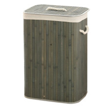 Collapsible Bamboo Laundry Basket Eco-Friendly Modern Design Sturdy Bamboo Laundry Hamper with Removable Lining for Bedroom Bathroom Use