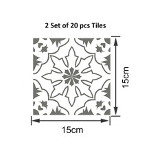 Retro grijze decoratieve vinyltegels, zelfklevende, hittebestendige muurdecoratie stickers voor keuken, badkamer en wasruimte