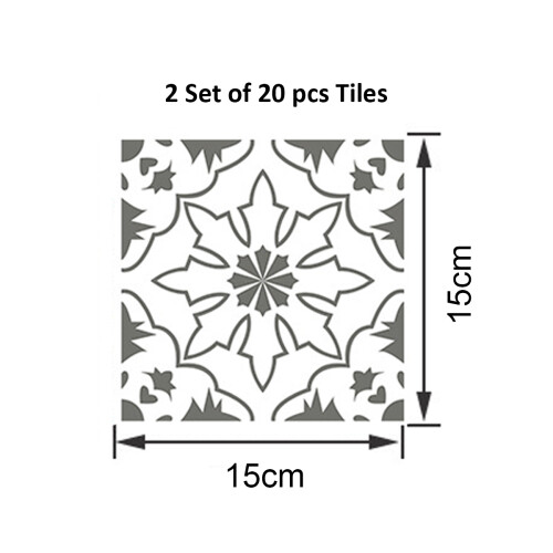 Floor Painting Stencils Kit, Large Tile Stencils for Retro Gray Decorative Wall Drawing Patterns Easy Installation Smooth Surface 1