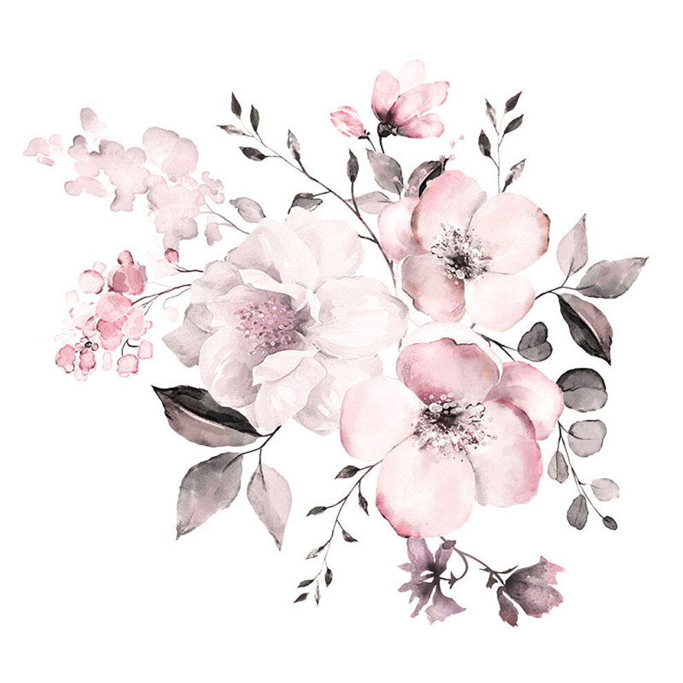 Wall Stickers for Nursery Wall, Removable Romantic Floral Art Watercolor Pink Peonies Home Decor