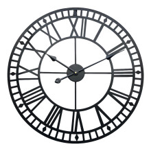 Living Room Decor, Vintage Design Decorative Wall Clock, Large Wall Clock with Roman Numeral Styling, Metal Construction Weatherproof, Silent Battery
