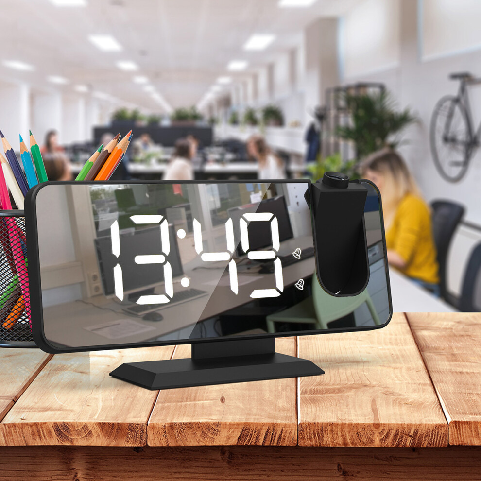 Innovative Projection Alarm Clock for Bedroom Ceiling, Dual Alarm Clock with 180 Rotatable Projector, Adjustable Brightness, Sleek Design, for Your