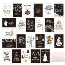 Cartes de vœux Black Gold, élégants sacs de Noël pour offrir des cadeaux mémorables, kit de tampons inclus pour personnaliser vos vœux de Noël.