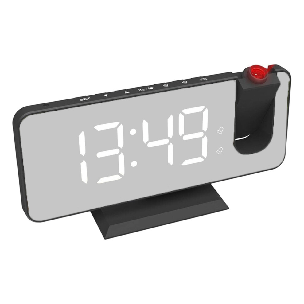 Projection Alarm Clock, 7.3" Mirror LED Display with Rotatable Projection, Brightness Dimmer for Comfortable Viewing, Dual Alarms & Snooze, Memory