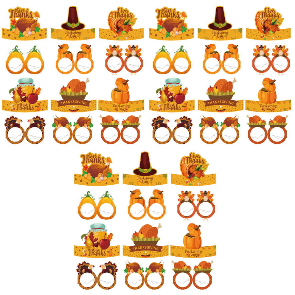 Charming Turkey Sunglasses, Vibrant Party Paper Glasses With Pumpkin Maple Leaf Themes For Thanksgiving Day, Fall Harvest Party, Birthday Party