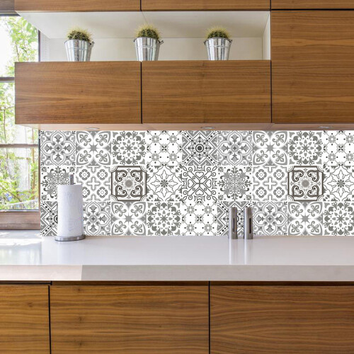 Floor Painting Stencils Kit, Large Tile Stencils for Retro Gray Decorative Wall Drawing Patterns Easy Installation Smooth Surface 2
