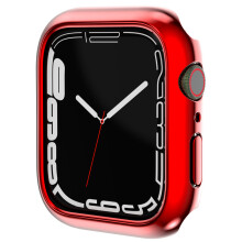Beskyttende etui i flydende silikonegel af høj kvalitet, stødabsorberende aluminiumsetui til Apple Watch Series 7, kompatibel med Apple Watch