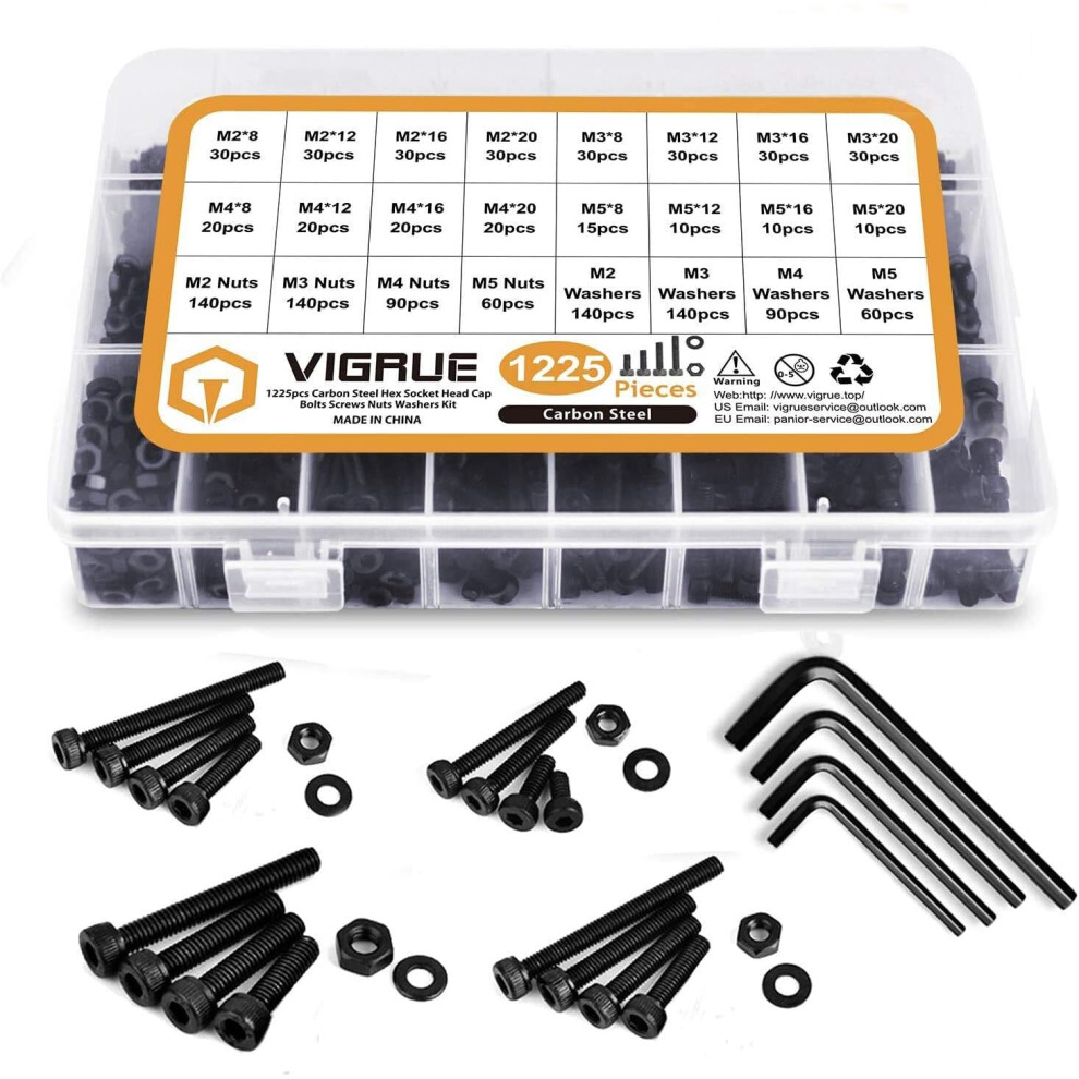 Precision Metric Fasteners, Anti-Rust Corrosion Resistant 12.9 Grade Alloy Steel, High-Strength Hex Screws Nuts Washers Kit For Diy Projects, 9128293890694