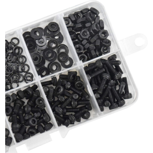 Hex Socket Head Caps, M3 Metric Thread Screws Kit With Anti-Rust Surface For Diy Projects, High-Quality Carbon Steel Alloy, Includes Hex Nuts, Flat 2