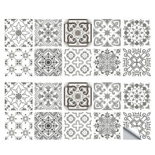 Retro Gray Floor Painting Stencils Kit, Decorative Vinyl Tiles Peel and Stick Self-Adhesive for Wall Drawing Patterns Easy Clean