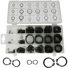 Assortiment d'anneaux élastiques, anneaux de retenue, 18 tailles (3 mm à 22 mm), en acier allié, étui de rangement pratique, adapté à diverses