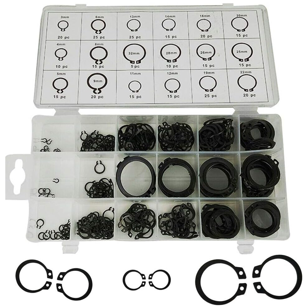 External Retaining Rings, Snap C Clips Assortment, Metal C-Clips Set For Gear And Pulley Fixation, 18 Sizes (3Mm-22Mm), Long Service Life, Corrosion 9004841709574