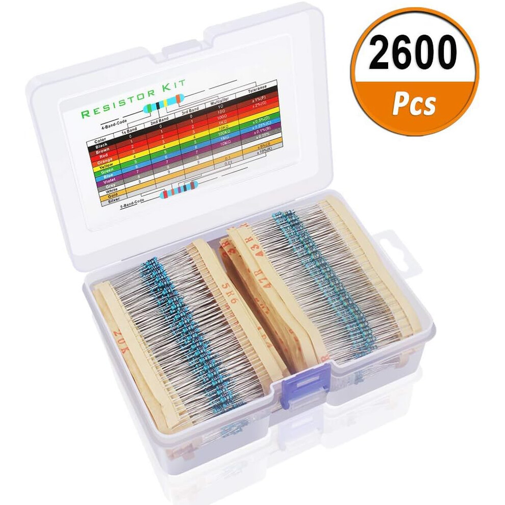 Metal Film Resistor Kit, 156 Values 0.25W Power Rating, 1% Tolerance, 3120Pcs Assortment From 1 Ohm To 10M Ohm, Comprehensive Diy Electronics 9405630499704